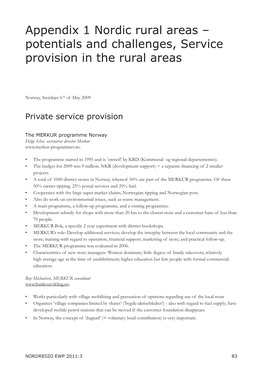 Appendix 1 Nordic Rural Areas – Potentials and Challenges, Service Provision in the Rural Areas