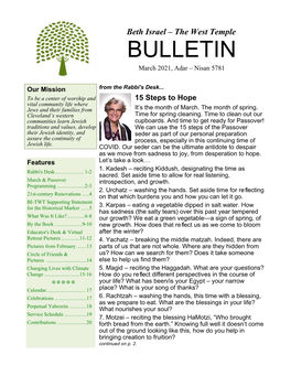 BULLETIN March 2021, Adar – Nisan 5781