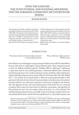 Even the Gods Die . . . the State Funeral and National Mourning for the Albanian Communist Dictator Enver Hoxha Bledar Kondi