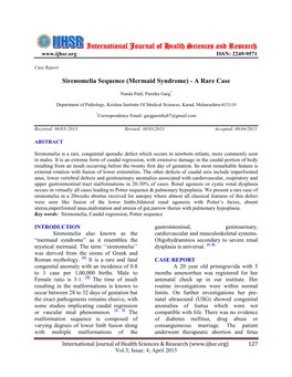Sirenomelia Sequence (Mermaid Syndrome)-A Rare Case