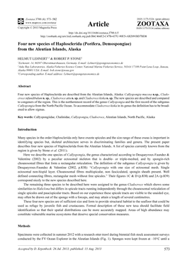 Four New Species of Haplosclerida (Porifera, Demospongiae) from the Aleutian Islands, Alaska