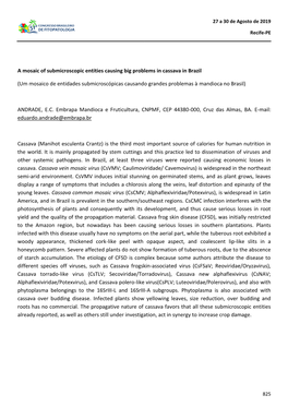 A Mosaic of Submicroscopic Entities Causing Big Problems in Cassava in Brazil