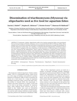 Myxozoa) Via Oligochaetes Used As Live Food for Aquarium Fishes