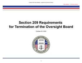 Section 209 Requirements for Termination of the Oversight Board