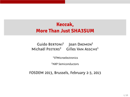 Keccak, More Than Just SHA3SUM