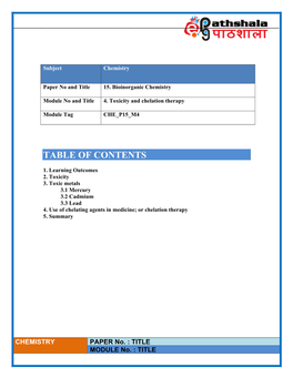 Table of Contents