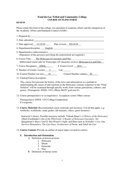 Fond Du Lac Tribal and Community College COURSE OUTLINE FORM 03/19/19