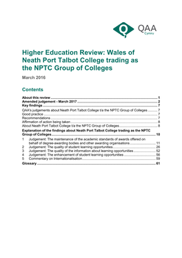 Wales of Neath Port Talbot College T/A the NPTC Group of Colleges About This Review