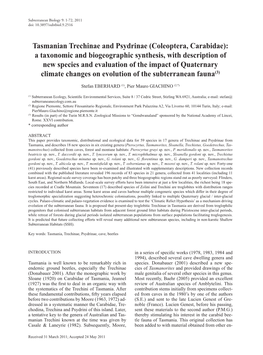 Tasmanian Trechinae and Psydrinae