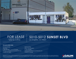 5010-5012 SUNSET BLVD ±1,670 SF / ±1,605 SF TOTAL of ± 3,275 SF Los Angeles, CA 90027