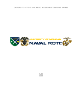 University of Michigan Nrotc Midshipman Knowledge Packet