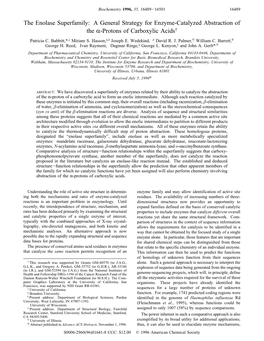 The Enolase Superfamily: a General Strategy for Enzyme-Catalyzed Abstraction of the R-Protons of Carboxylic Acids†