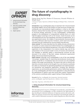 The Future of Crystallography in Drug Discovery