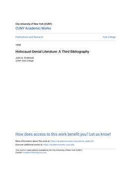 Holocaust-Denial Literature: a Third Bibliography