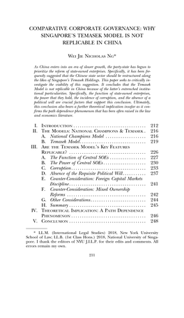 Comparative Corporate Governance: Why Singapore's Temasek Model Is