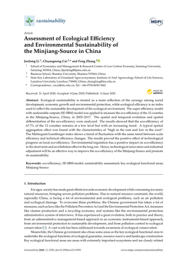Assessment of Ecological Efficiency and Environmental Sustainability Of