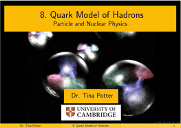 8. Quark Model of Hadrons Particle and Nuclear Physics