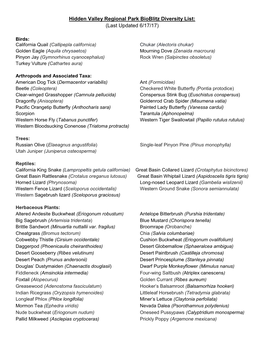 Hidden Valley Regional Park Bioblitz Diversity List: (Last Updated 6/17/17)