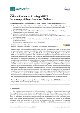 Critical Review of Existing MHC I Immunopeptidome Isolation Methods