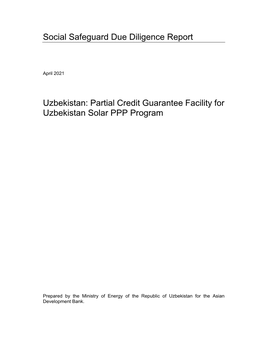 Social Safeguard Due Diligence Report Uzbekistan