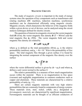 The Study of Magnetic Circuits Is Important in the Study of Energy