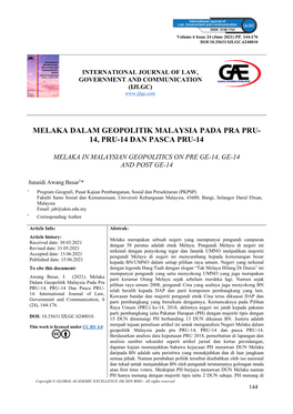 Melaka Dalam Geopolitik Malaysia Pada Pra Pru- 14, Pru-14 Dan Pasca Pru-14