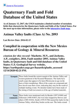 Quaternary Fault and Fold Database of the United States