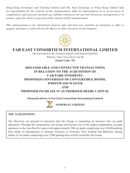 FAR EAST CONSORTIUM INTERNATIONAL LIMITED (Incorporated in the Cayman Islands with Limited Liability) Website: (Stock Code: 35)