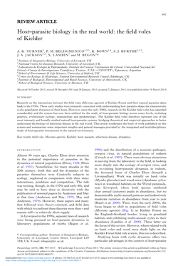 Host–Parasite Biology in the Real World: the Field Voles of Kielder