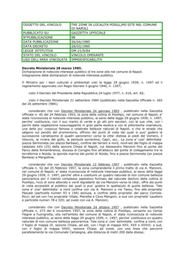 Oggetto Del Vincolo Tre Zone in Localita Posillipo Site Nel