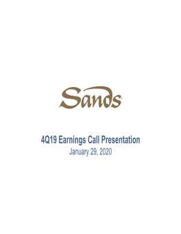 4Q19 Earnings Call Presentation January 29, 2020 Forward Looking Statements