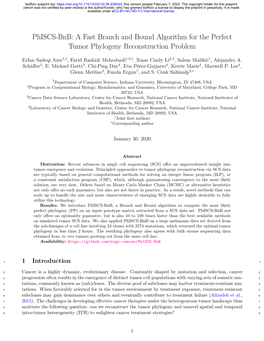 A Fast Branch and Bound Algorithm for the Perfect Tumor Phylogeny Reconstruction Problem