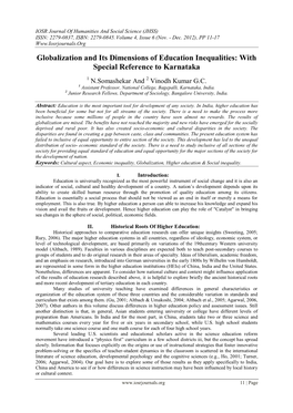 Globalization and Its Dimensions of Education Inequalities: with Special Reference to Karnataka