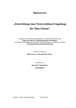 „Entwicklung Einer Netzwerkboot-Umgebung Für Thin-Clients“