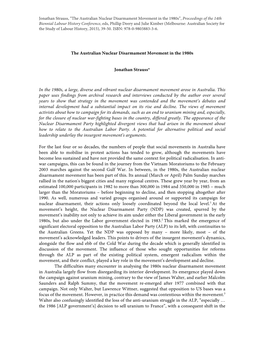 The Australian Nuclear Disarmament Movement LH Proceedings