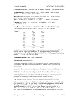 Chromio-Pargasite Naca2mg4crsi6al2o22(OH)2