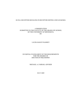 B Cell Receptor Signaling in Receptor Editing and Leukemia