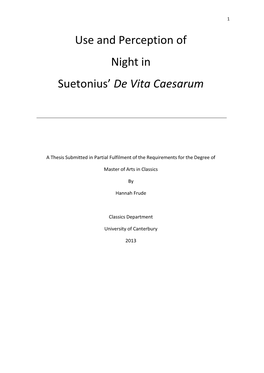 Use and Perception of Night in Suetonius' De Vita Caesarum