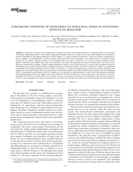 Subchronic Exposure of Honeybees to Sublethal Doses of Pesticides: Effects on Behavior