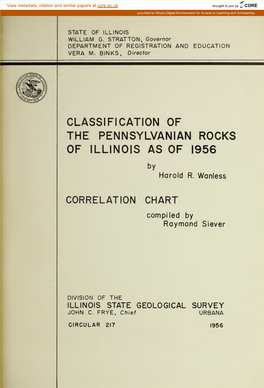 Classification of the Pennsylvanian Rocks of Illinois As of 1956