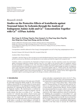 Studies on the Protective Effects of Scutellarein Against Neuronal Injury