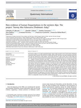 New Evidence of Human Frequentations in the Western Alps: the Project “Survey Alta Valsessera (Piedmonteitaly)”