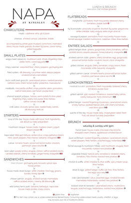 Brunch Small Plates Starters Sandwiches Lunch Entrées Entrée Salads Flatbreads Charcuterie