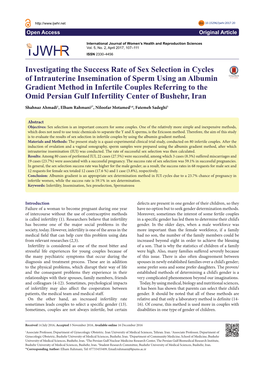 Investigating the Success Rate of Sex Selection in Cycles of Intrauterine