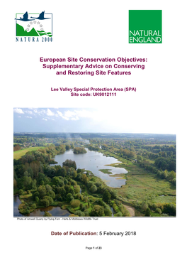 Lee Valley SPA Conservation Objectives Supplementary Advice