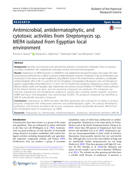 Antimicrobial, Antidermatophytic, and Cytotoxic Activities from Streptomyces Sp