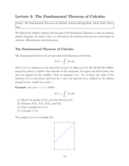 Lecture 3: the Fundamental Theorem of Calculus