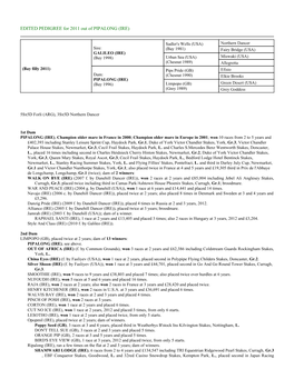 EDITED PEDIGREE for 2011 out of PIPALONG (IRE)