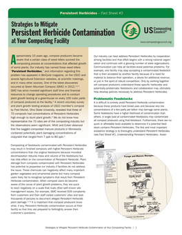 Strategies to Mitigate Persistent Herbicide Contamination at Your Composting Facility