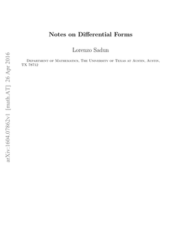 Notes on Differential Forms Lorenzo Sadun